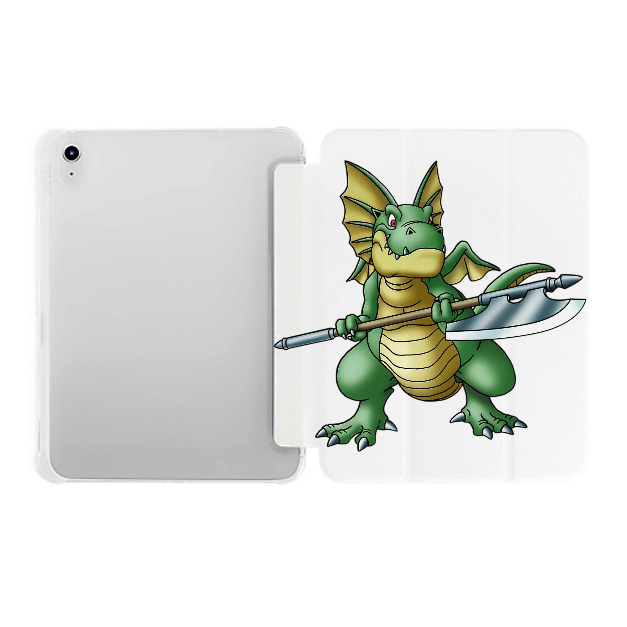 （画像用） ドラゴンクエスト Doragon Kuesuto Dragon Quest IPad ケース ペン収納付き 三つ折りスタンド PUレザー×シリコン 対応機種9.5/10.5/10.9インチ